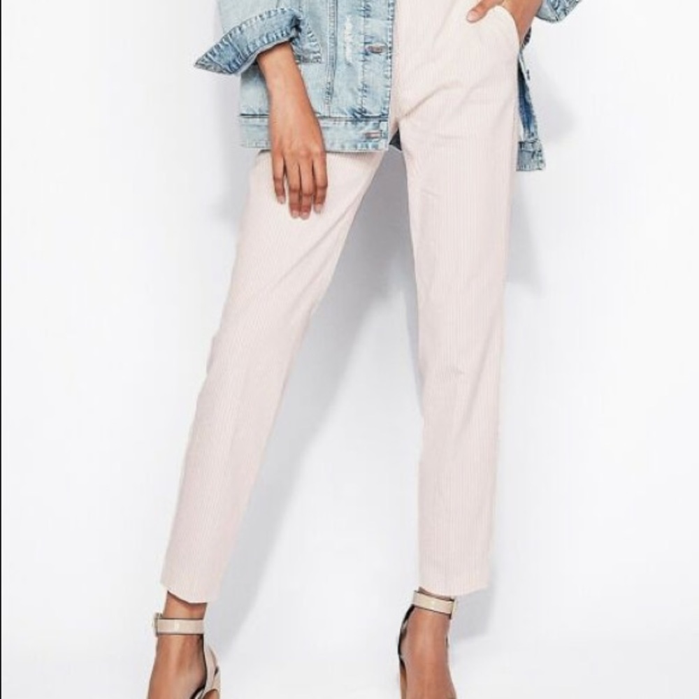 Mid Rise Columnist Ankle Pant Pink Stripe